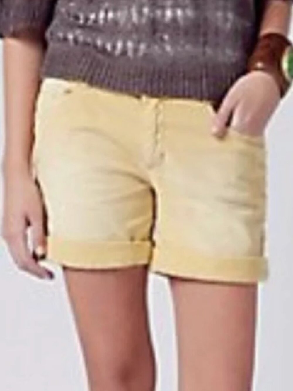 Anthropologie Pilcro Shade Made Corduroy Bermuda Shorts Yellow Size 27